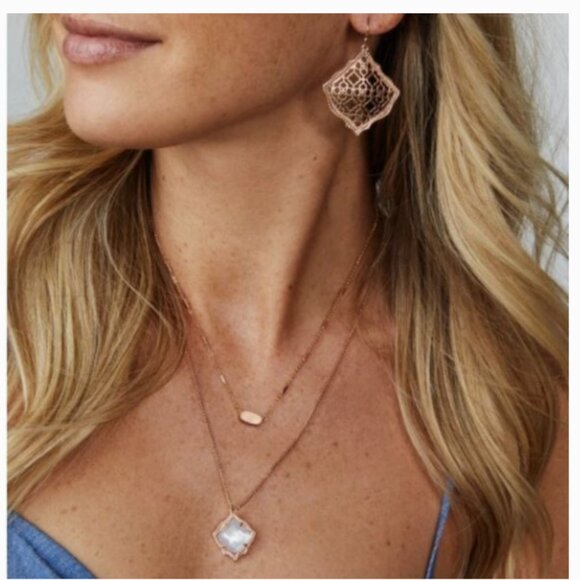 Kendra Scott Kacey Aqua Chalcedony Necklace - NWT - Picture 9 of 14